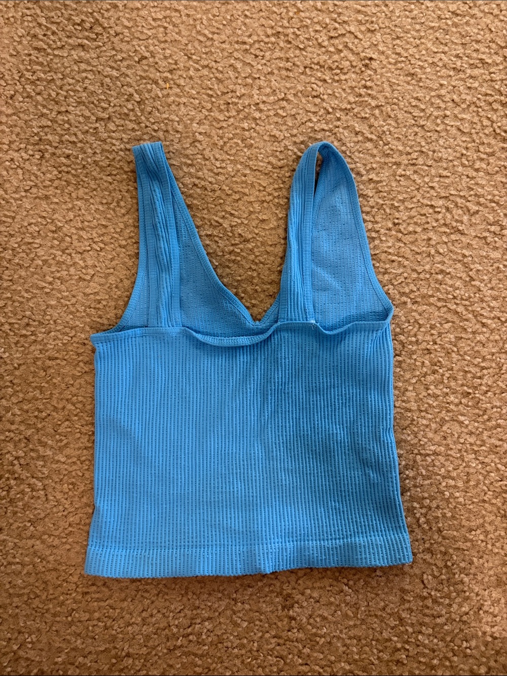 Blue Ribbed V-Neck Tank Top - Picture 2 of 2